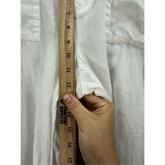 Tommy Hilfiger Y2K Womens White Linen Straight Zip Leg Cargo Pants Size 16 - Picture 10 of 12